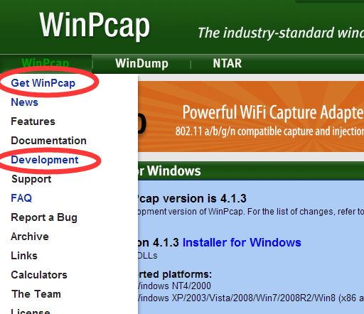 winpcap+winpcap开发包