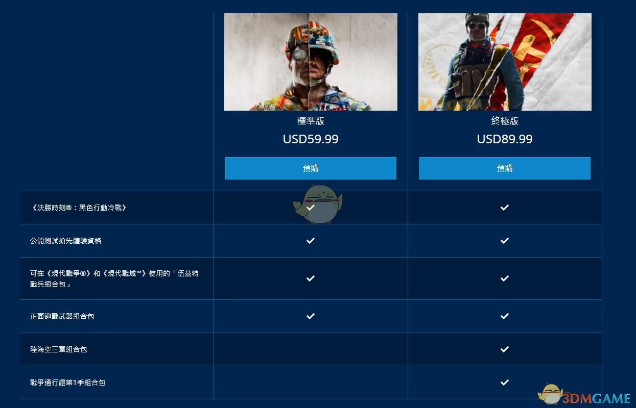 使命召唤17：黑色行动 冷战标准版和终极版区别介绍