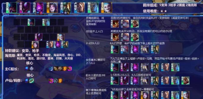 《云顶之弈》五变异船长阵容搭配攻略