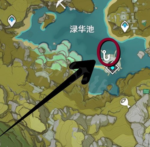 《原神》渔获所需鱼类渌华池钓鱼点图
