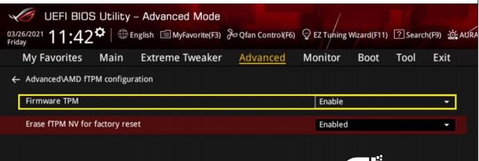 华硕主板BIOS开启TPM2.0教程(含AMD和intel)