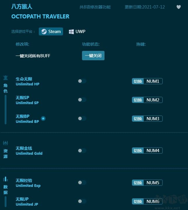 八方旅人八项修改器
