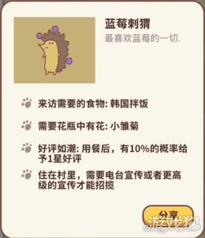 动物餐厅里蓝莓刺猬如何解锁?攻略来了
